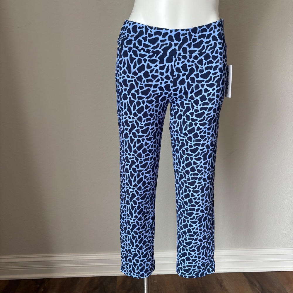Lulu-B Periwinkle Blue Giraffe Capri Pants/Leggings Size XS UPF 50 Resortwear
